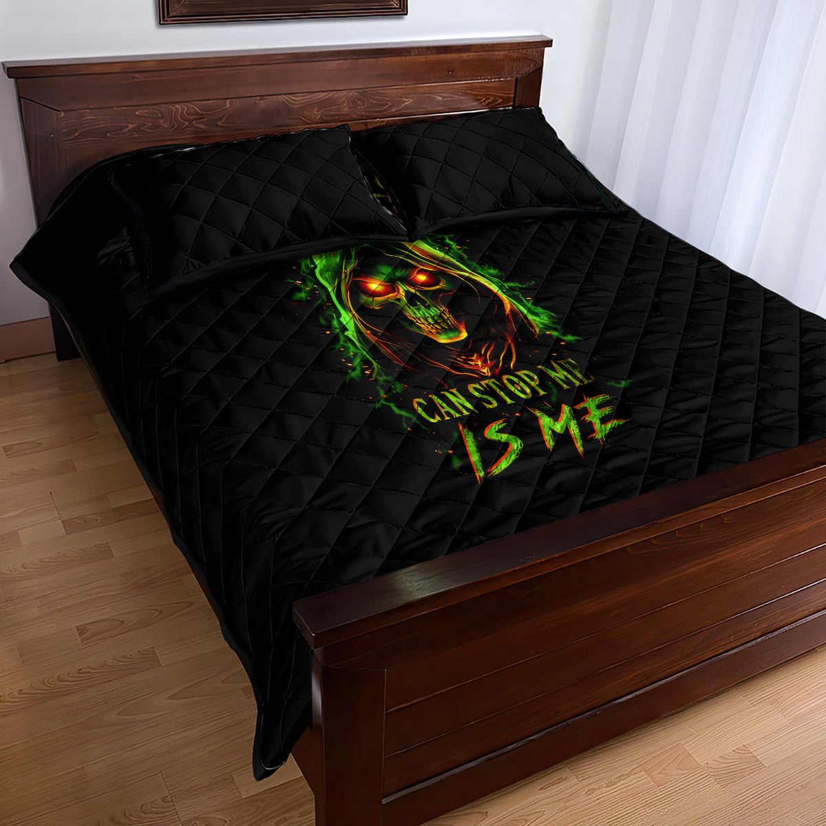Fire Death Skull Quilt Bed Set The Only Thing That Can Stop Is Me - Wonder Print Shop