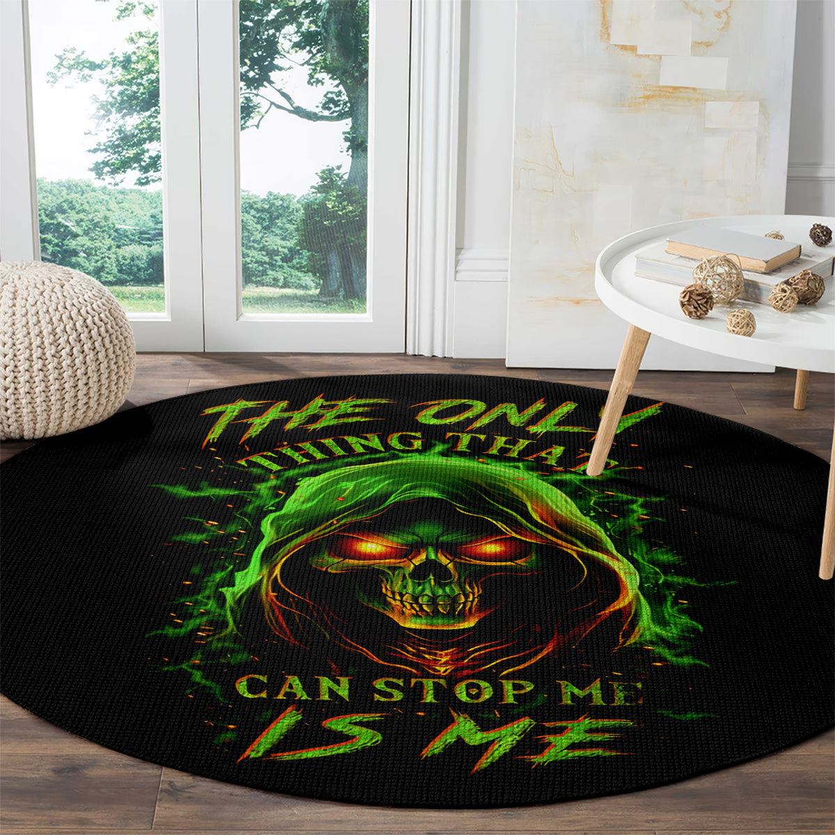 fire-death-skull-round-carpet-the-only-thing-that-can-stop-is-me