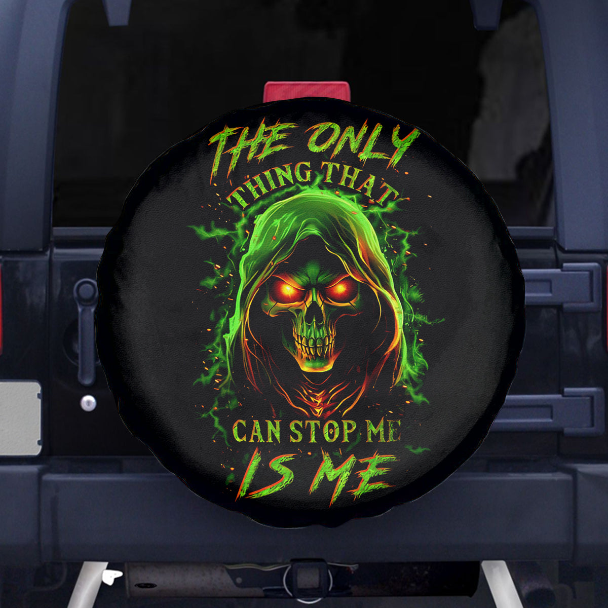 Fire Death Skull Spare Tire Cover The Only Thing That Can Stop Is Me - Wonder Print Shop