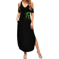 Fire Death Skull Summer Maxi Dress The Only Thing That Can Stop Is Me - Wonder Print Shop