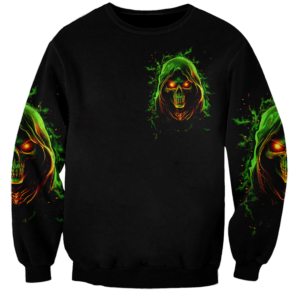 Fire Death Skull Sweatshirt The Only Thing That Can Stop Is Me - Wonder Print Shop