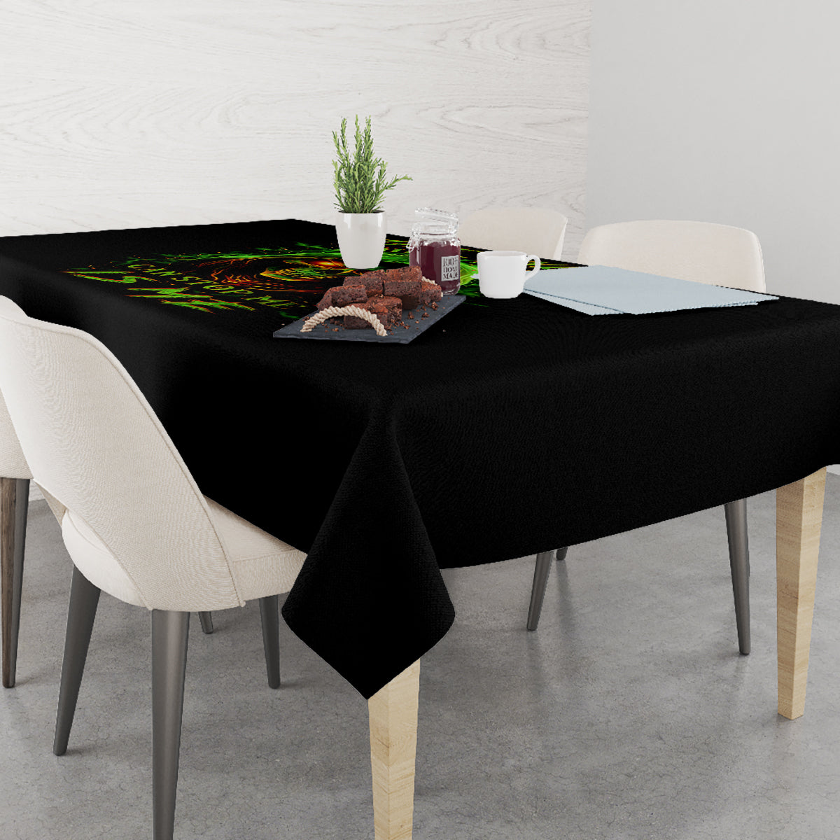Fire Death Skull Tablecloth The Only Thing That Can Stop Is Me - Wonder Print Shop