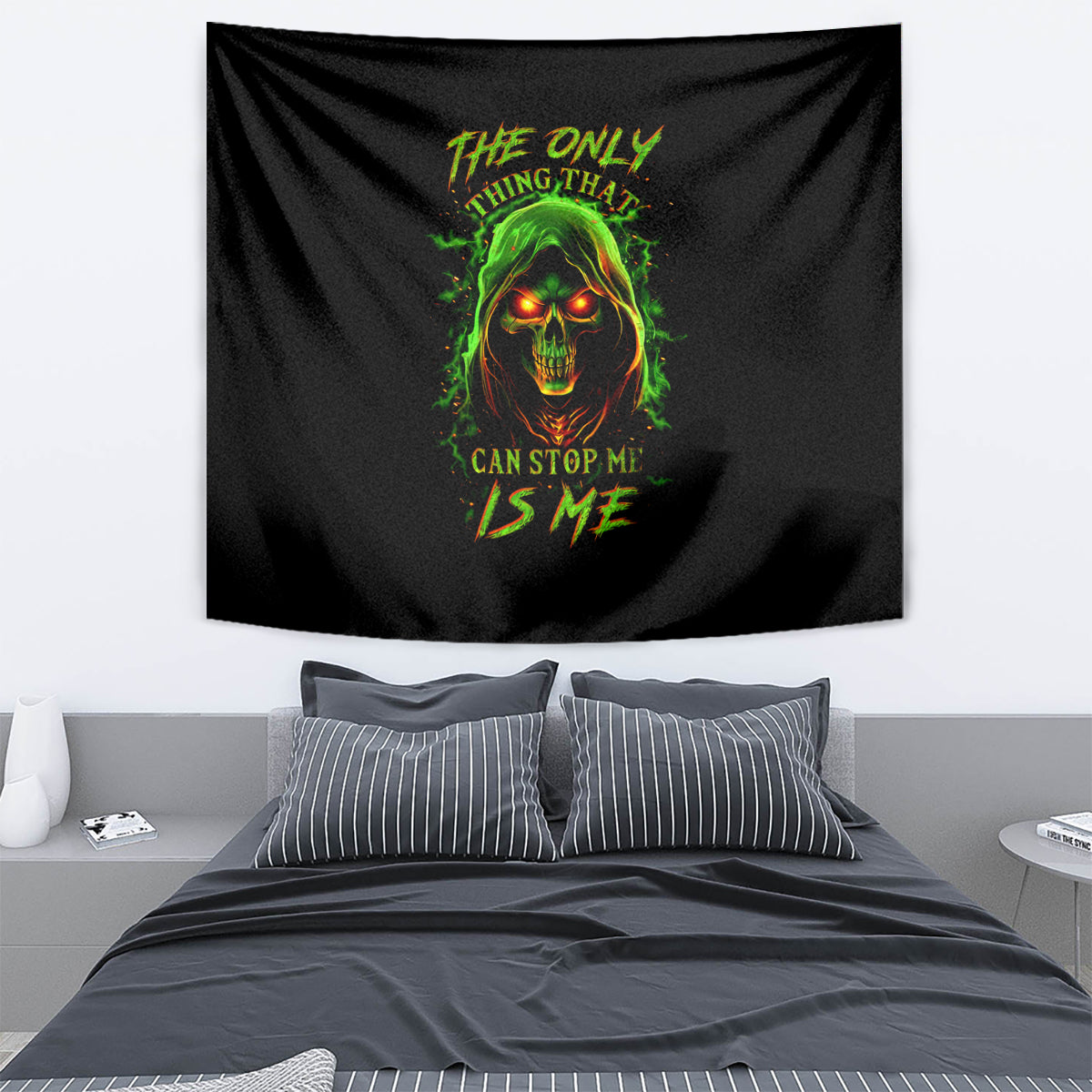 Fire Death Skull Tapestry The Only Thing That Can Stop Is Me - Wonder Print Shop