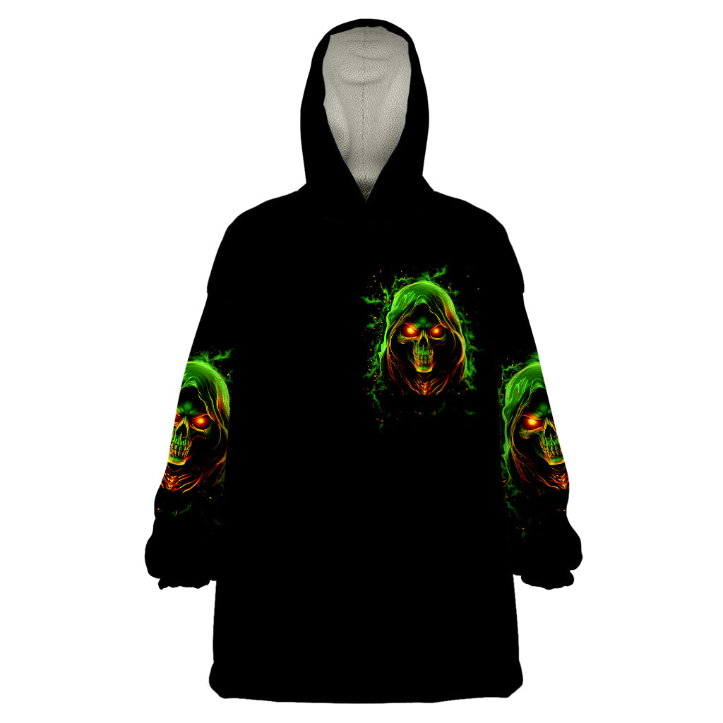 Fire Death Skull Wearable Blanket Hoodie The Only Thing That Can Stop Is Me - Wonder Print Shop