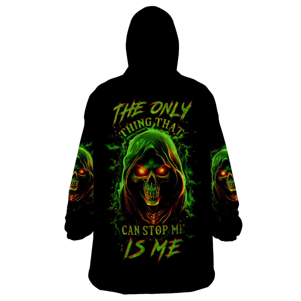 Fire Death Skull Wearable Blanket Hoodie The Only Thing That Can Stop Is Me - Wonder Print Shop