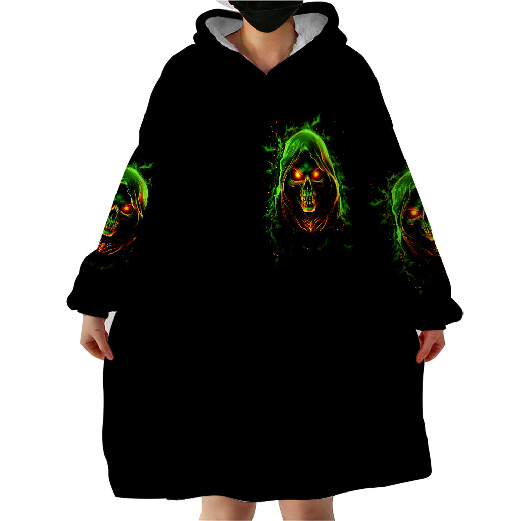 Fire Death Skull Wearable Blanket Hoodie The Only Thing That Can Stop Is Me - Wonder Print Shop