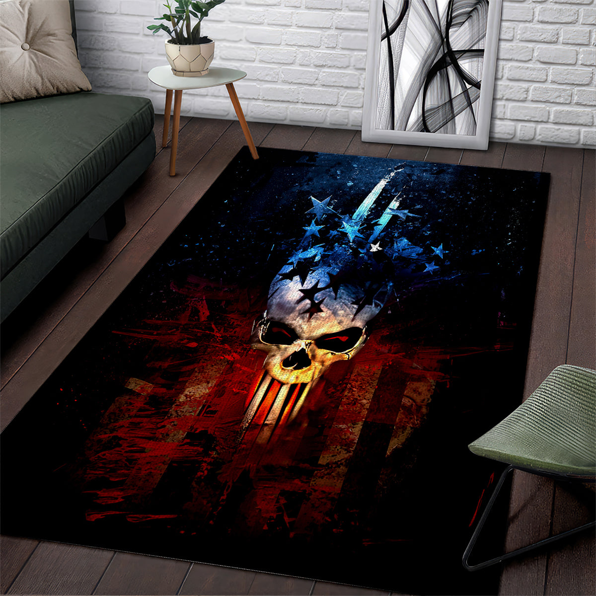 Vintage Skull Area Rug American Skull Vintage - Wonder Print Shop