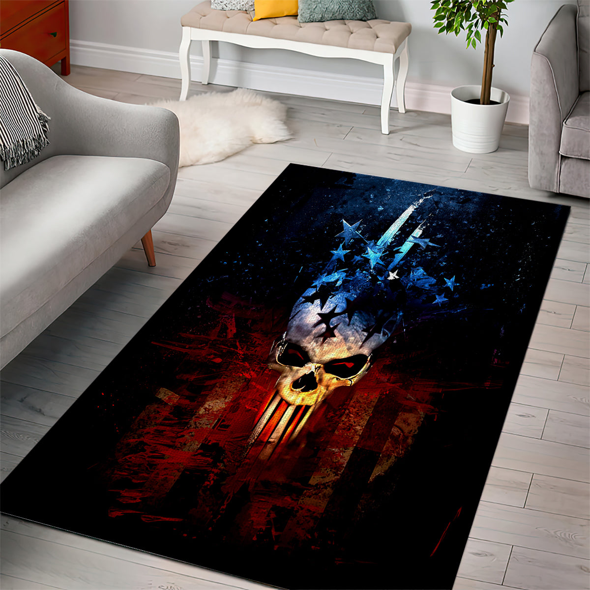 Vintage Skull Area Rug American Skull Vintage - Wonder Print Shop