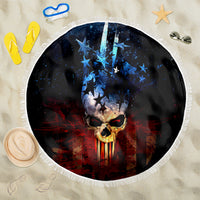 Vintage Skull Beach Blanket American Skull Vintage - Wonder Print Shop