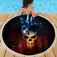 Vintage Skull Beach Blanket American Skull Vintage - Wonder Print Shop