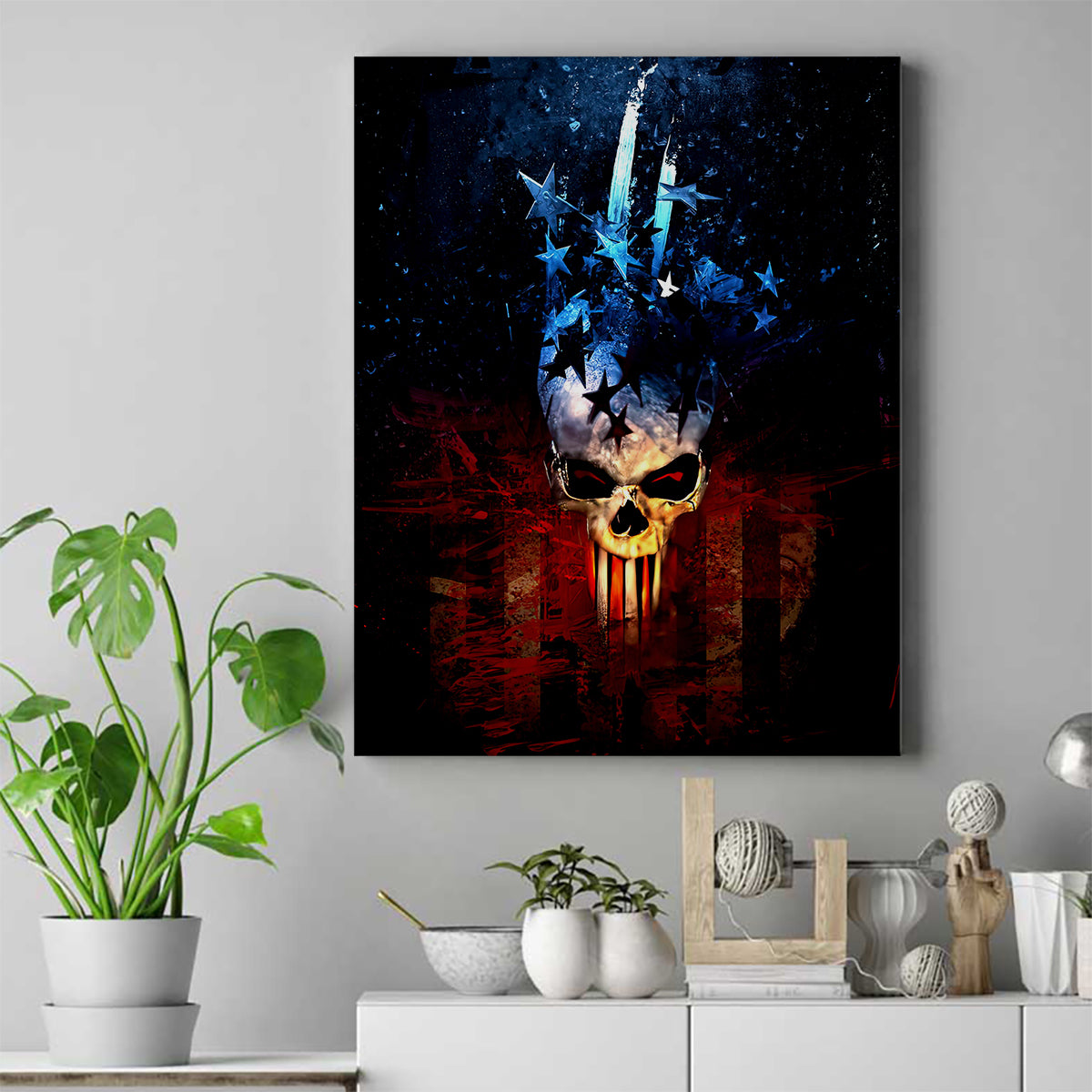 Vintage Skull Canvas Wall Art American Skull Vintage - Wonder Print Shop