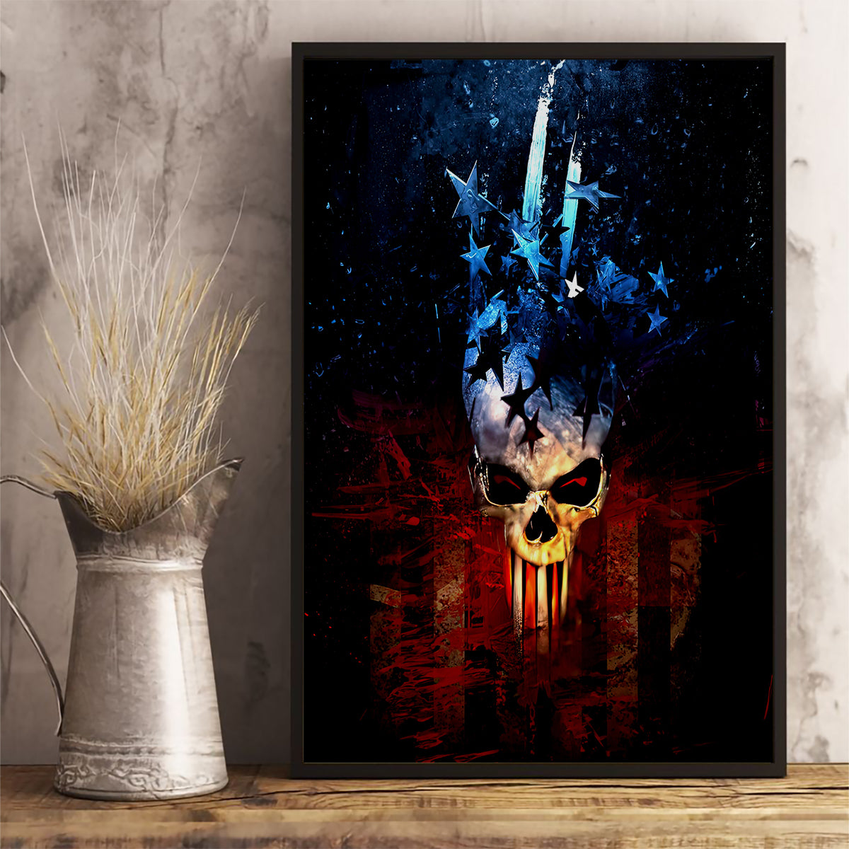 Vintage Skull Canvas Wall Art American Skull Vintage - Wonder Print Shop