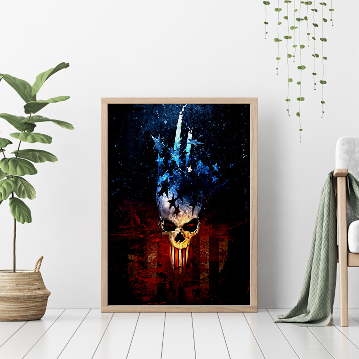 Vintage Skull Canvas Wall Art American Skull Vintage - Wonder Print Shop