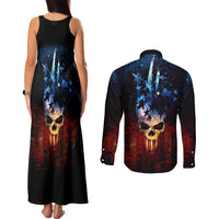 Vintage Skull Couples Matching Tank Maxi Dress and Long Sleeve Button Shirts American Skull Vintage - Wonder Print Shop