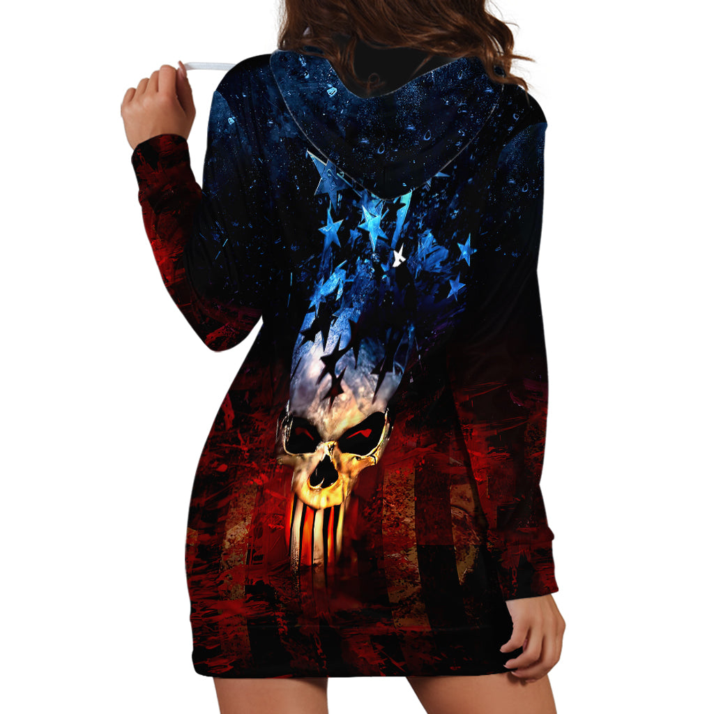 Vintage Skull Hoodie Dress American Skull Vintage - Wonder Print Shop