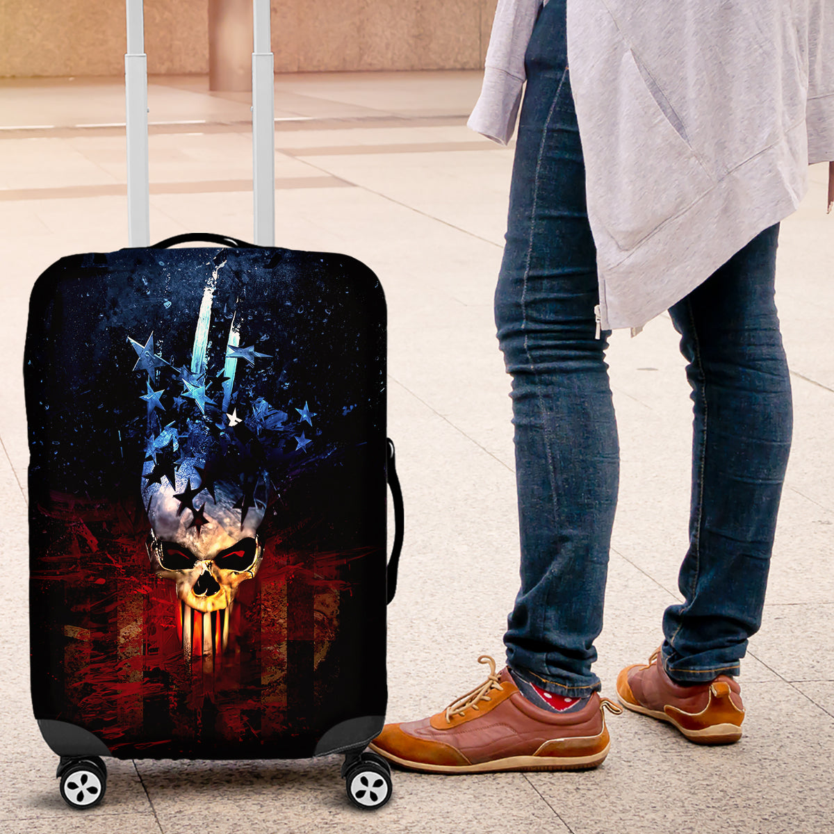Vintage Skull Luggage Cover American Skull Vintage - Wonder Print Shop