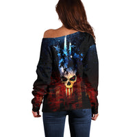 Vintage Skull Off Shoulder Sweater American Skull Vintage - Wonder Print Shop