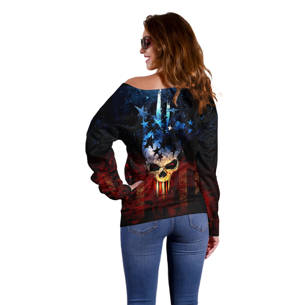 Vintage Skull Off Shoulder Sweater American Skull Vintage - Wonder Print Shop