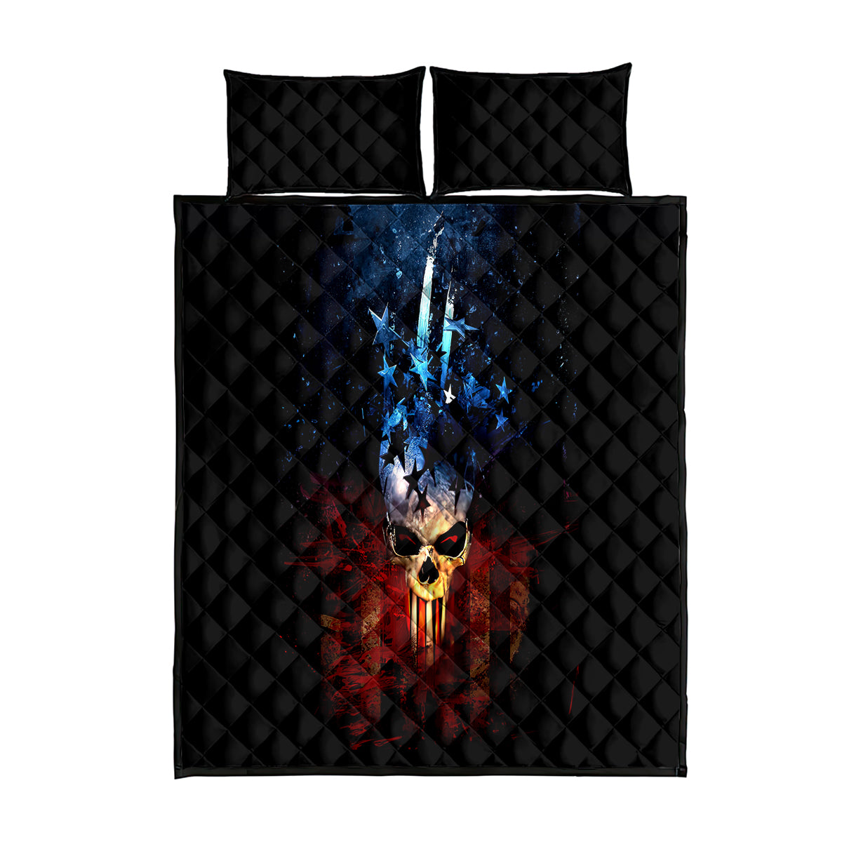 Vintage Skull Quilt Bed Set American Skull Vintage - Wonder Print Shop