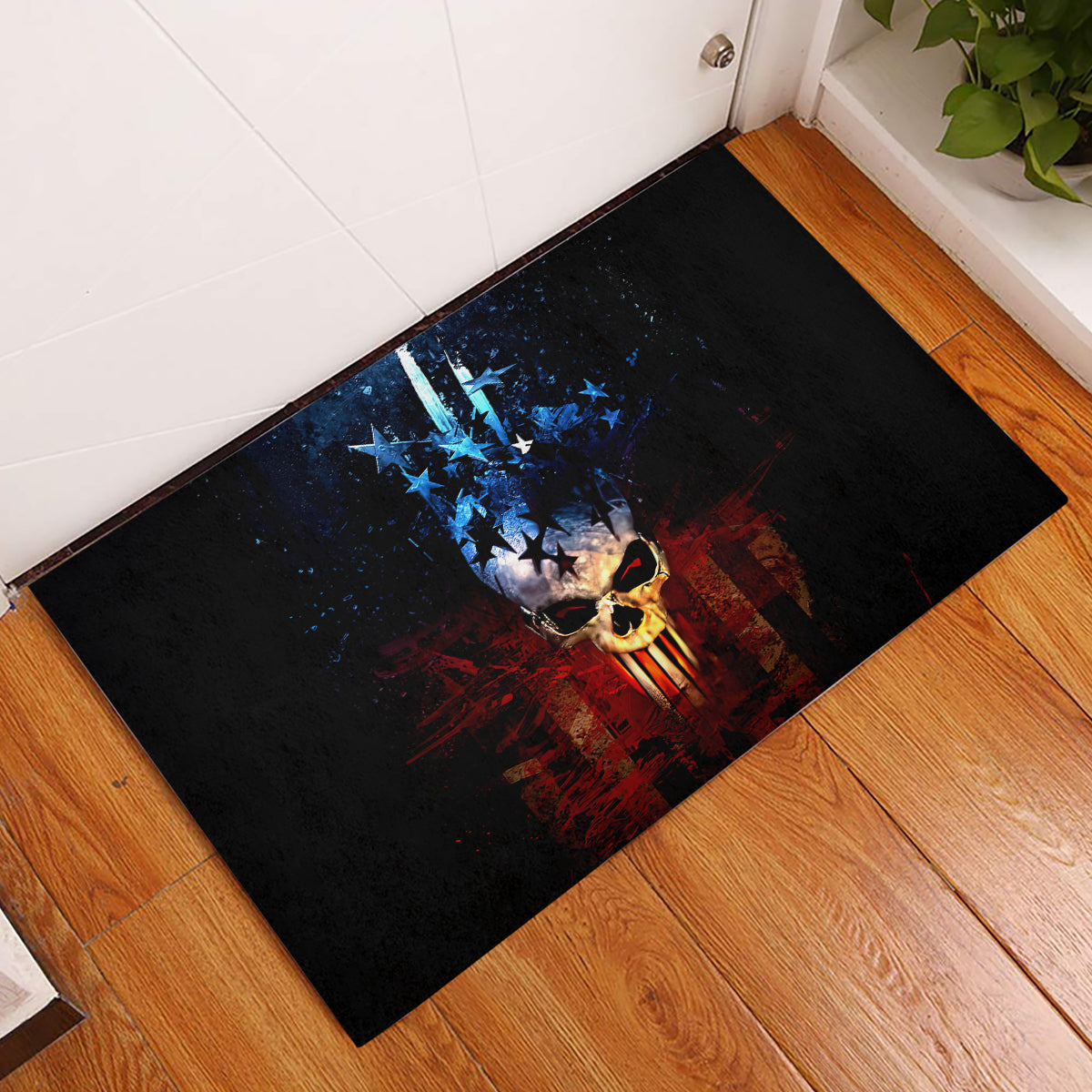 Vintage Skull Rubber Doormat American Skull Vintage - Wonder Print Shop