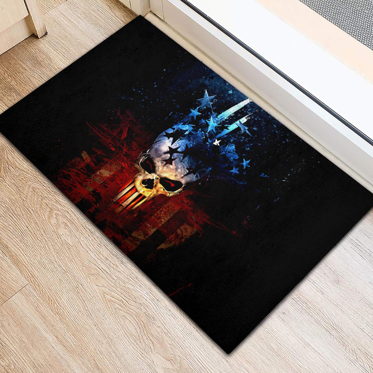 Vintage Skull Rubber Doormat American Skull Vintage - Wonder Print Shop