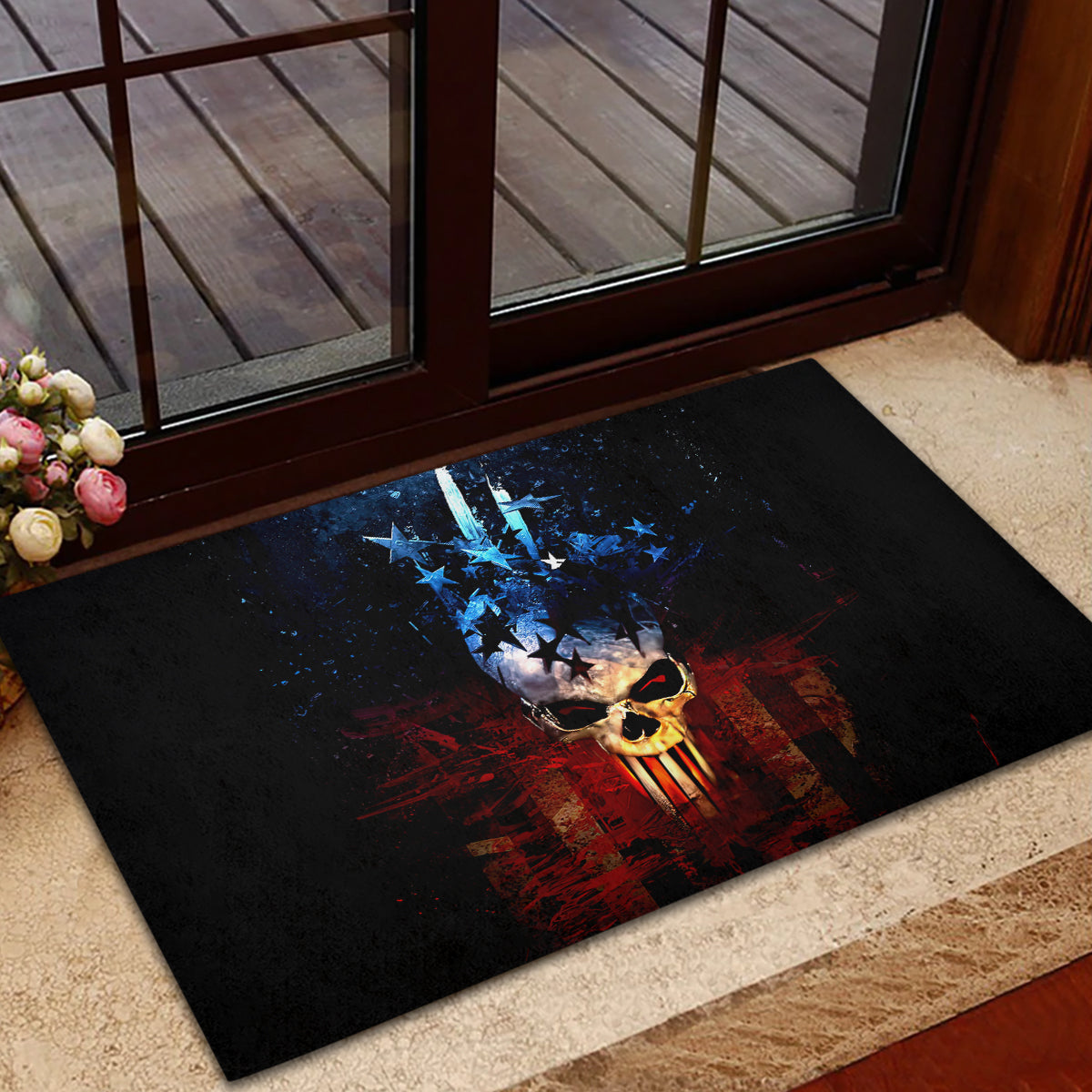 Vintage Skull Rubber Doormat American Skull Vintage - Wonder Print Shop