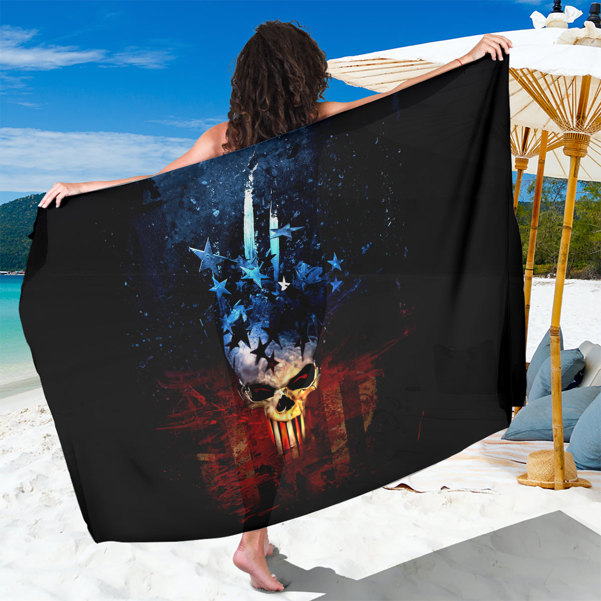 Vintage Skull Sarong American Skull Vintage - Wonder Print Shop