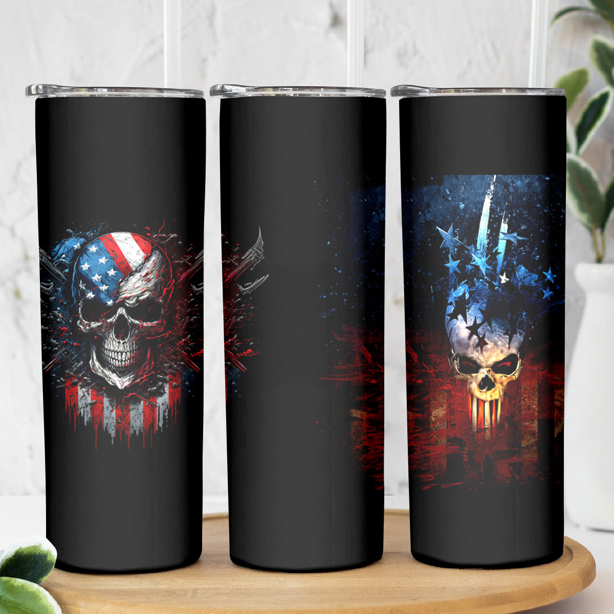 Vintage Skull Skinny Tumbler American Skull Vintage - Wonder Print Shop