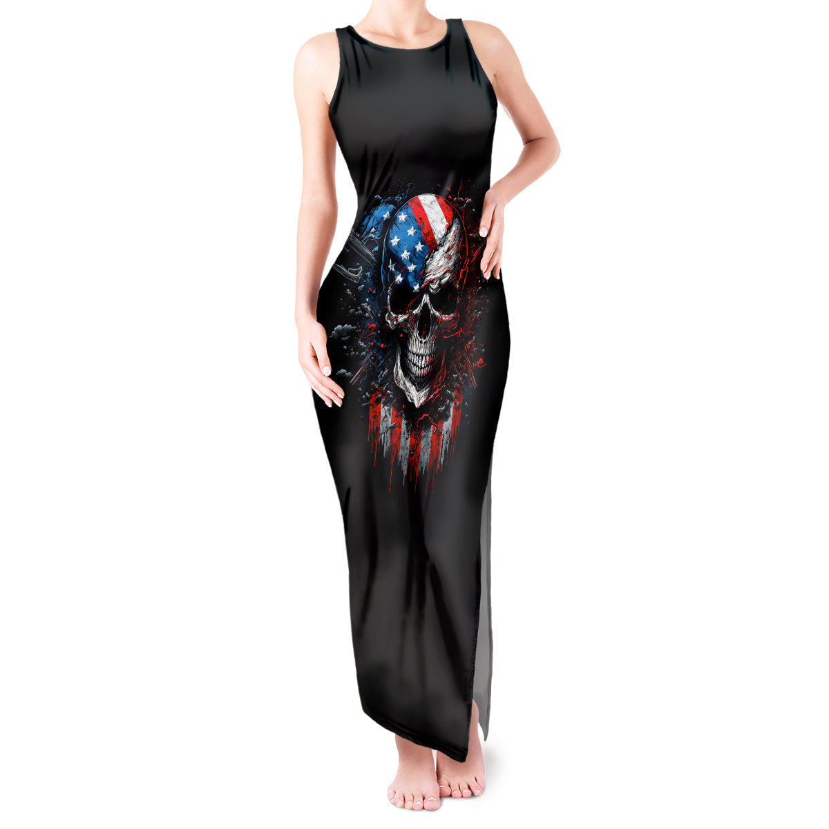 Vintage Skull Tank Maxi Dress American Skull Vintage - Wonder Print Shop