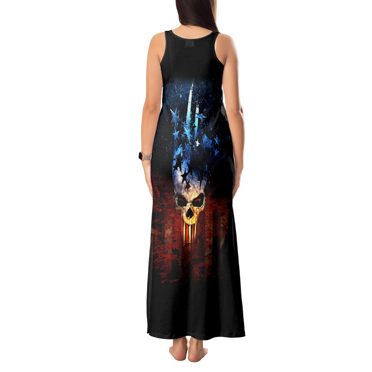 Vintage Skull Tank Maxi Dress American Skull Vintage - Wonder Print Shop