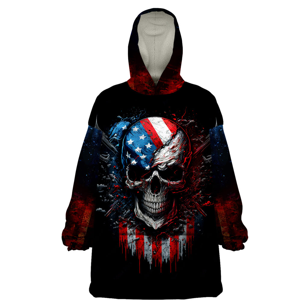 Vintage Skull Wearable Blanket Hoodie American Skull Vintage - Wonder Print Shop