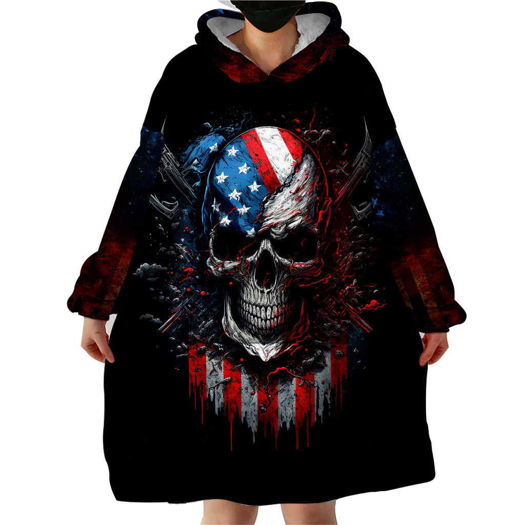 Vintage Skull Wearable Blanket Hoodie American Skull Vintage - Wonder Print Shop