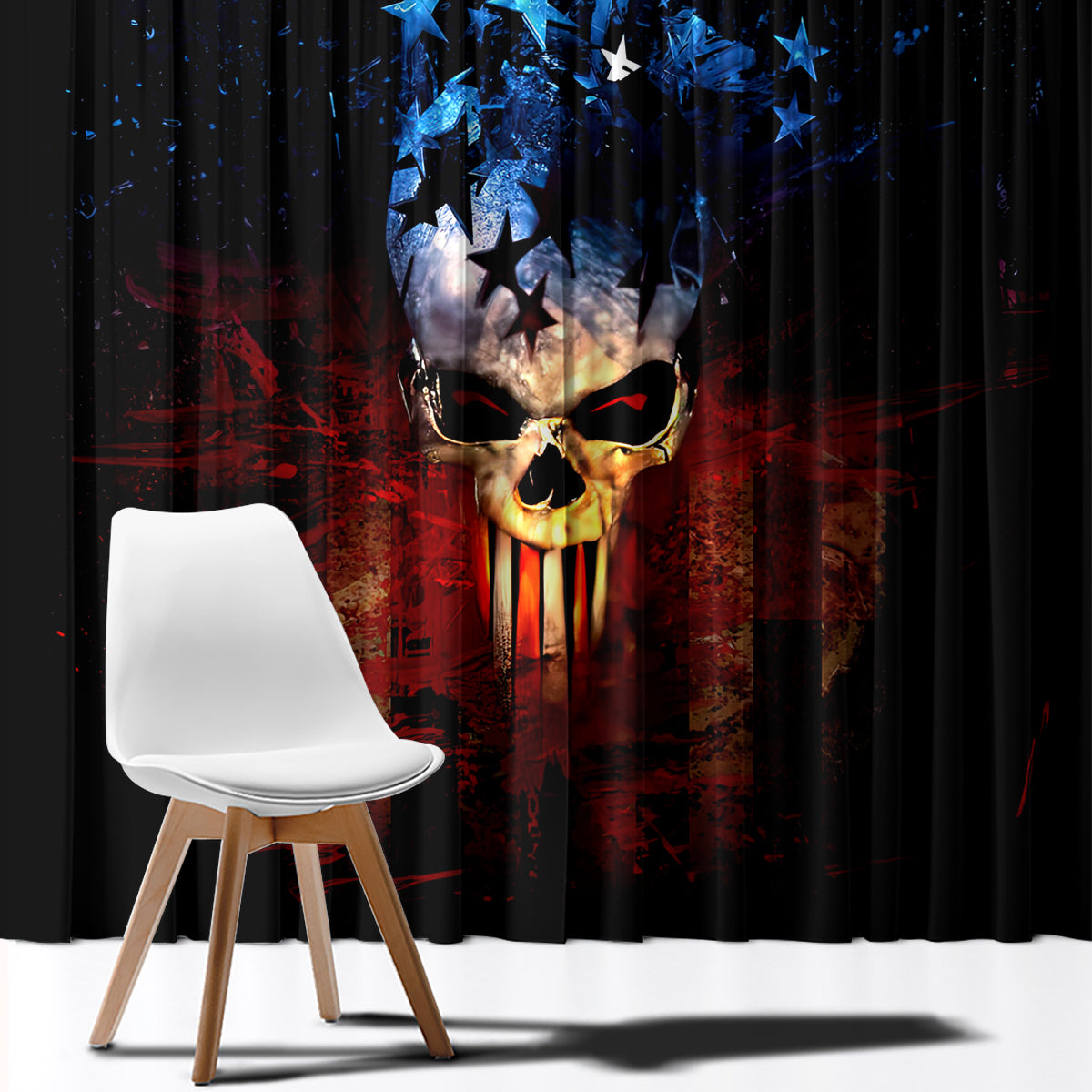 Vintage Skull Window Curtain American Skull Vintage - Wonder Print Shop
