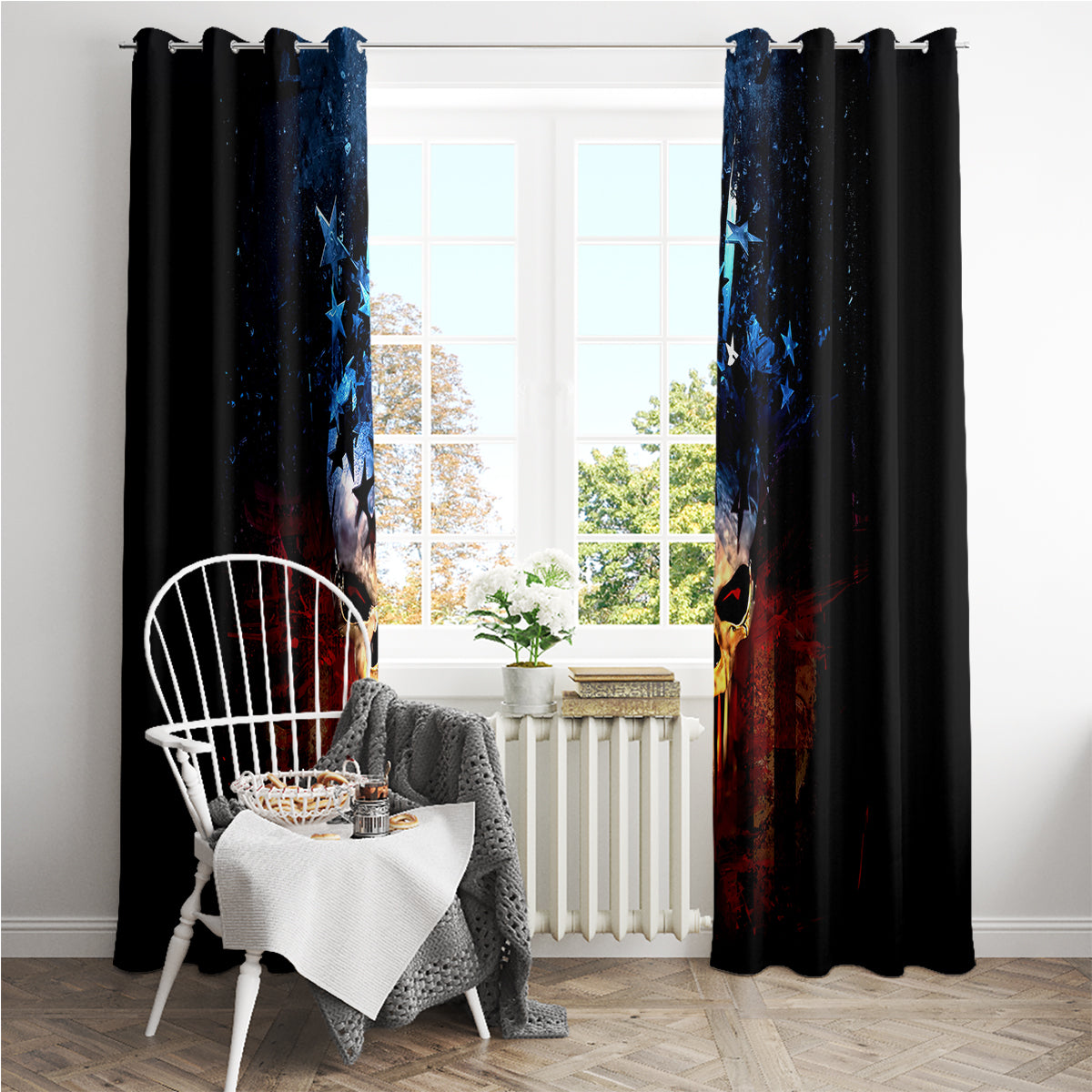 Vintage Skull Window Curtain American Skull Vintage - Wonder Print Shop