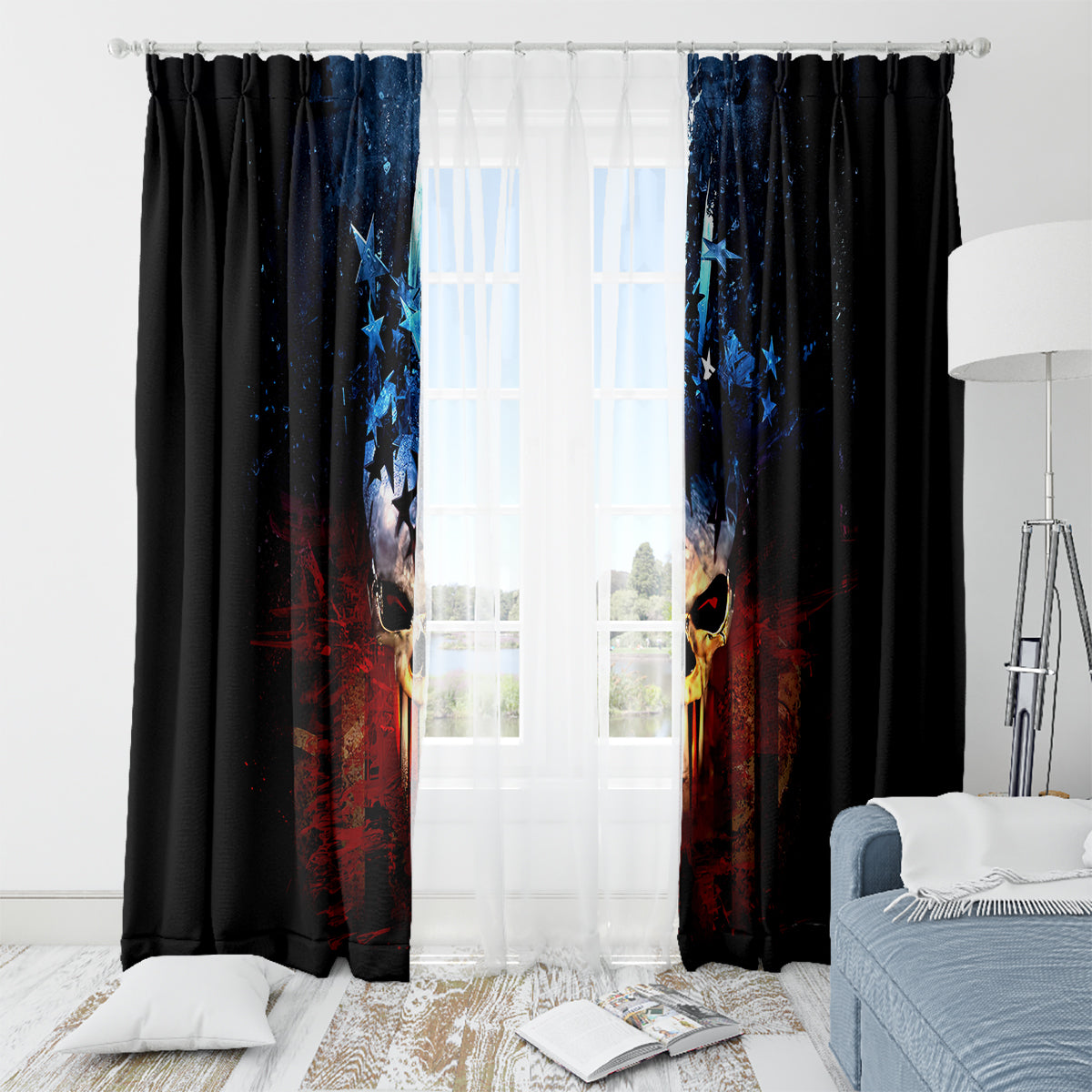 Vintage Skull Window Curtain American Skull Vintage - Wonder Print Shop