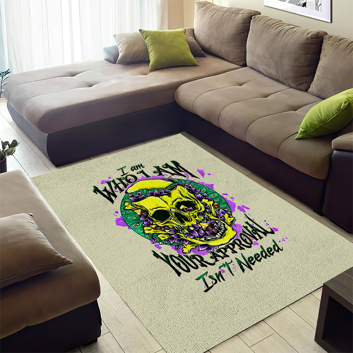 Flower Skull Area Rug Iam Who Iam Your Approval Isn't Need - Wonder Print Shop