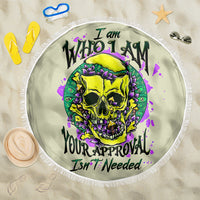 Flower Skull Beach Blanket Iam Who Iam Your Approval Isn't Need - Wonder Print Shop