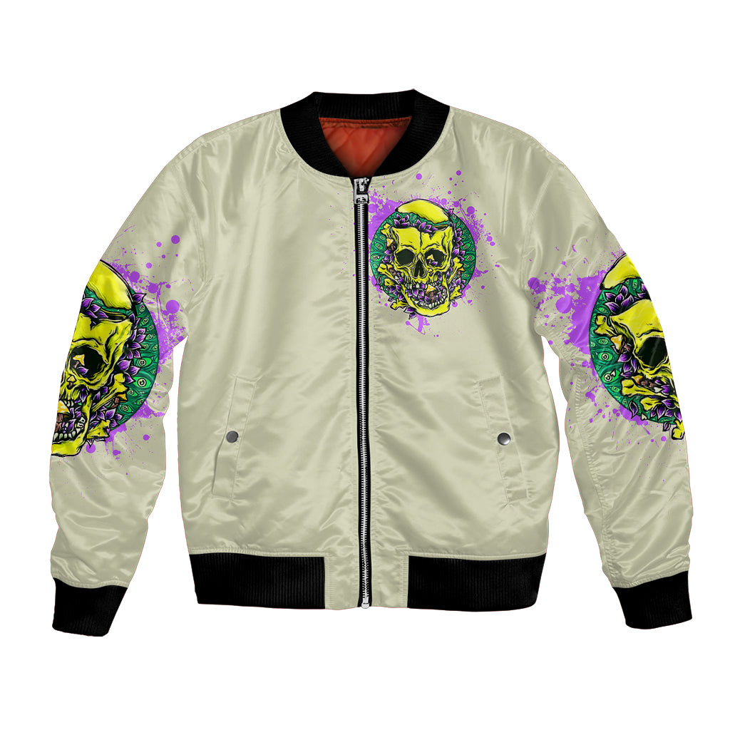 Flower Skull Bomber Jacket Iam Who Iam Your Approval Isn't Need - Wonder Print Shop
