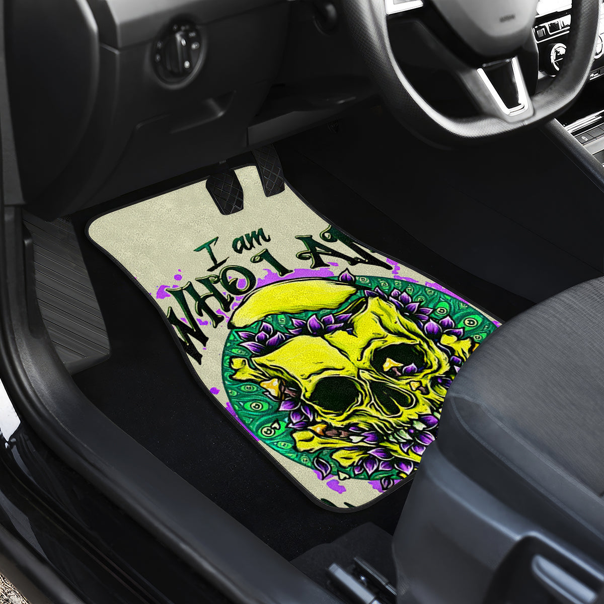 Flower Skull Car Mats Iam Who Iam Your Approval Isn't Need - Wonder Print Shop