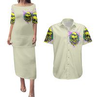 Flower Skull Couples Matching Puletasi Dress and Hawaiian Shirt Iam Who Iam Your Approval Isn't Need - Wonder Print Shop