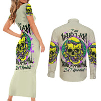 Flower Skull Couples Matching Short Sleeve Bodycon Dress and Long Sleeve Button Shirts Iam Who Iam Your Approval Isn't Need - Wonder Print Shop