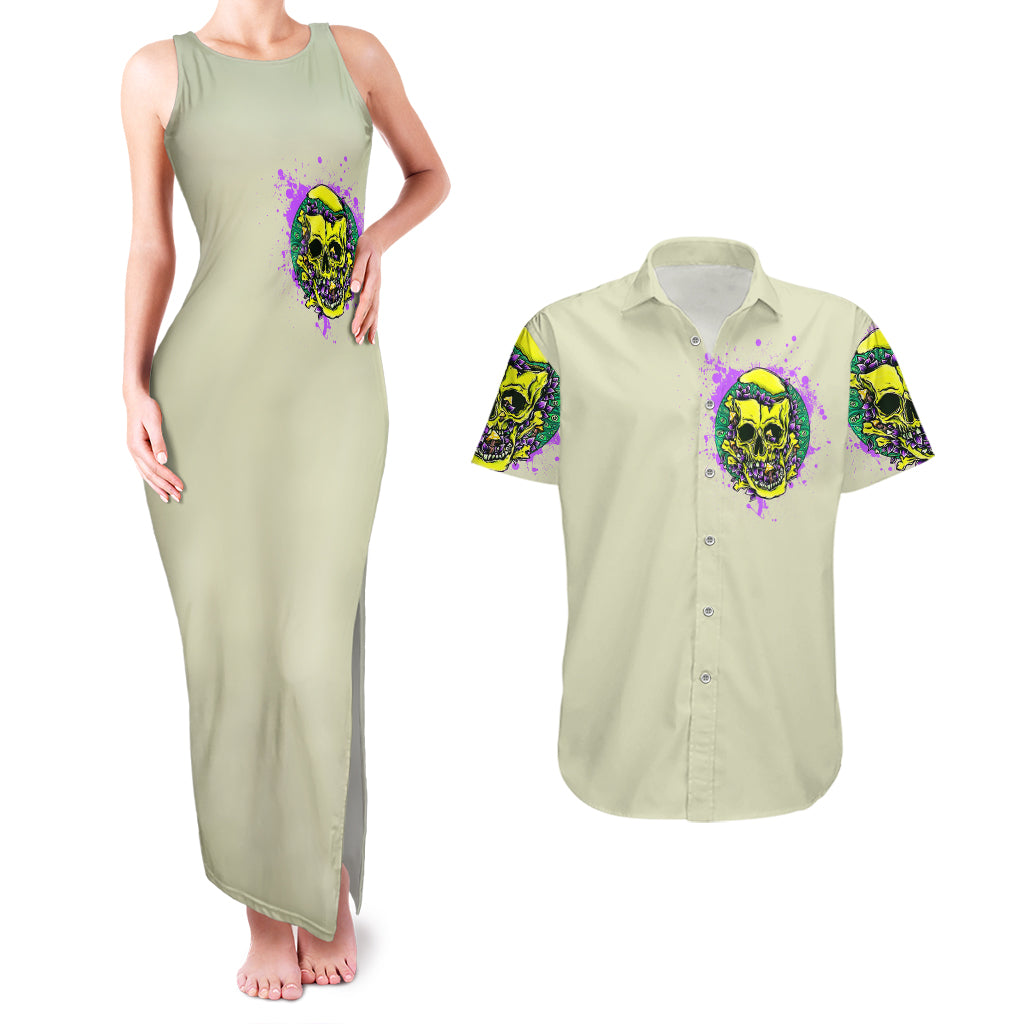 Flower Skull Couples Matching Tank Maxi Dress and Hawaiian Shirt Iam Who Iam Your Approval Isn't Need - Wonder Print Shop