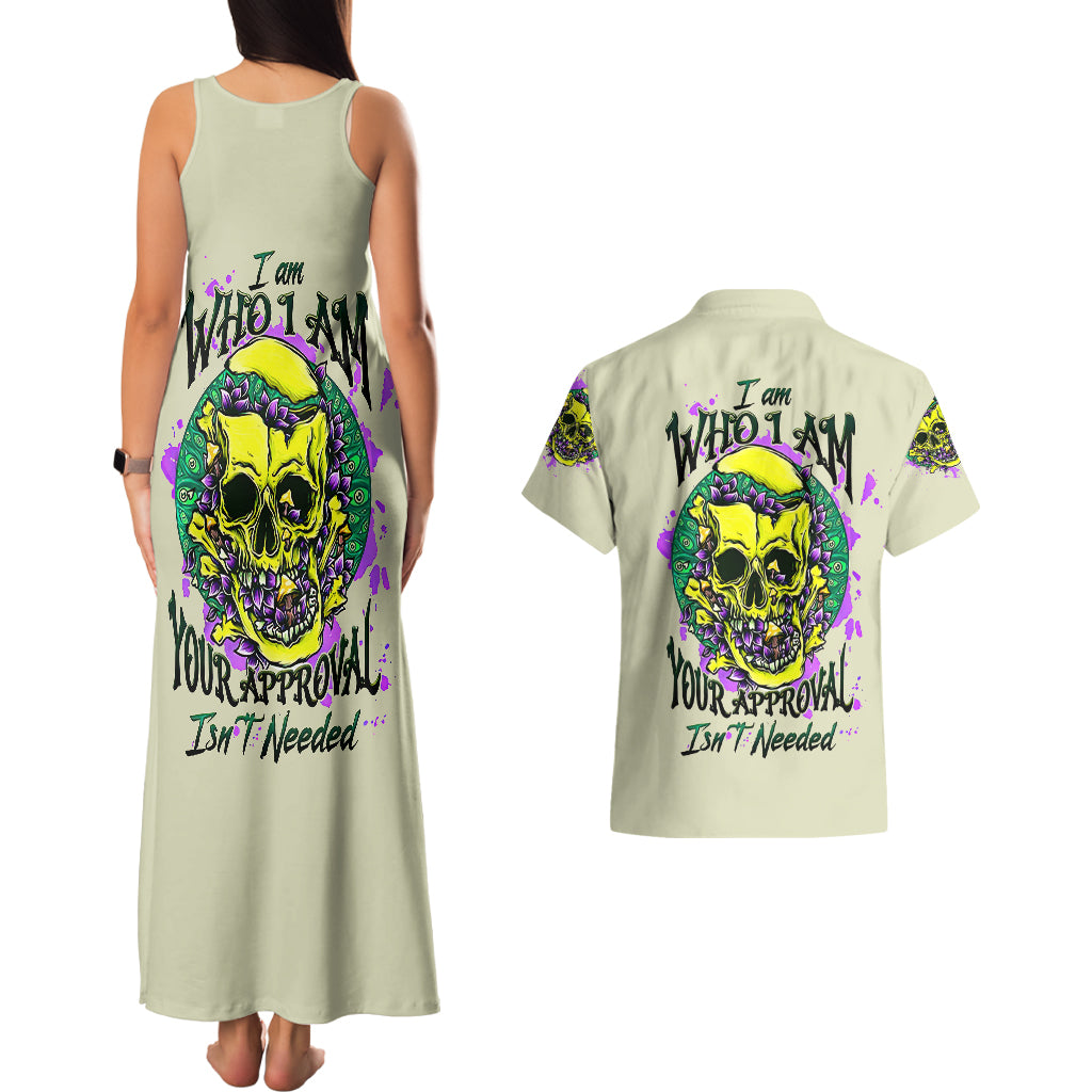Flower Skull Couples Matching Tank Maxi Dress and Hawaiian Shirt Iam Who Iam Your Approval Isn't Need - Wonder Print Shop
