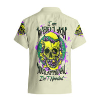 Flower Skull Hawaiian Shirt Iam Who Iam Your Approval Isn't Need - Wonder Print Shop