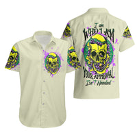Flower Skull Hawaiian Shirt Iam Who Iam Your Approval Isn't Need - Wonder Print Shop