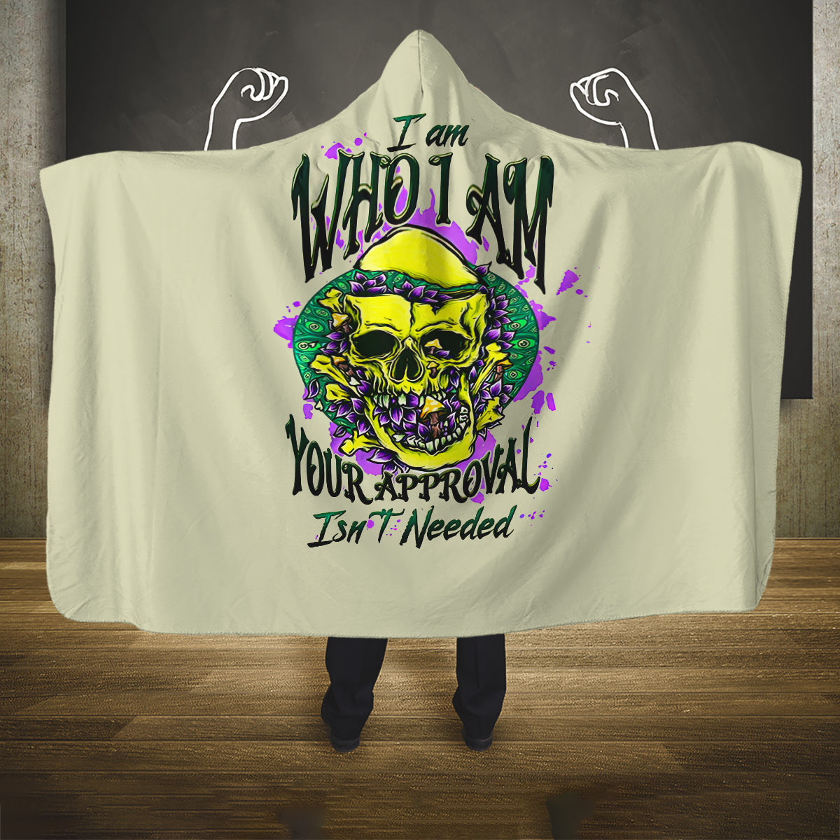 flower-skull-hooded-blanket-iam-who-iam-your-approval-isnt-need