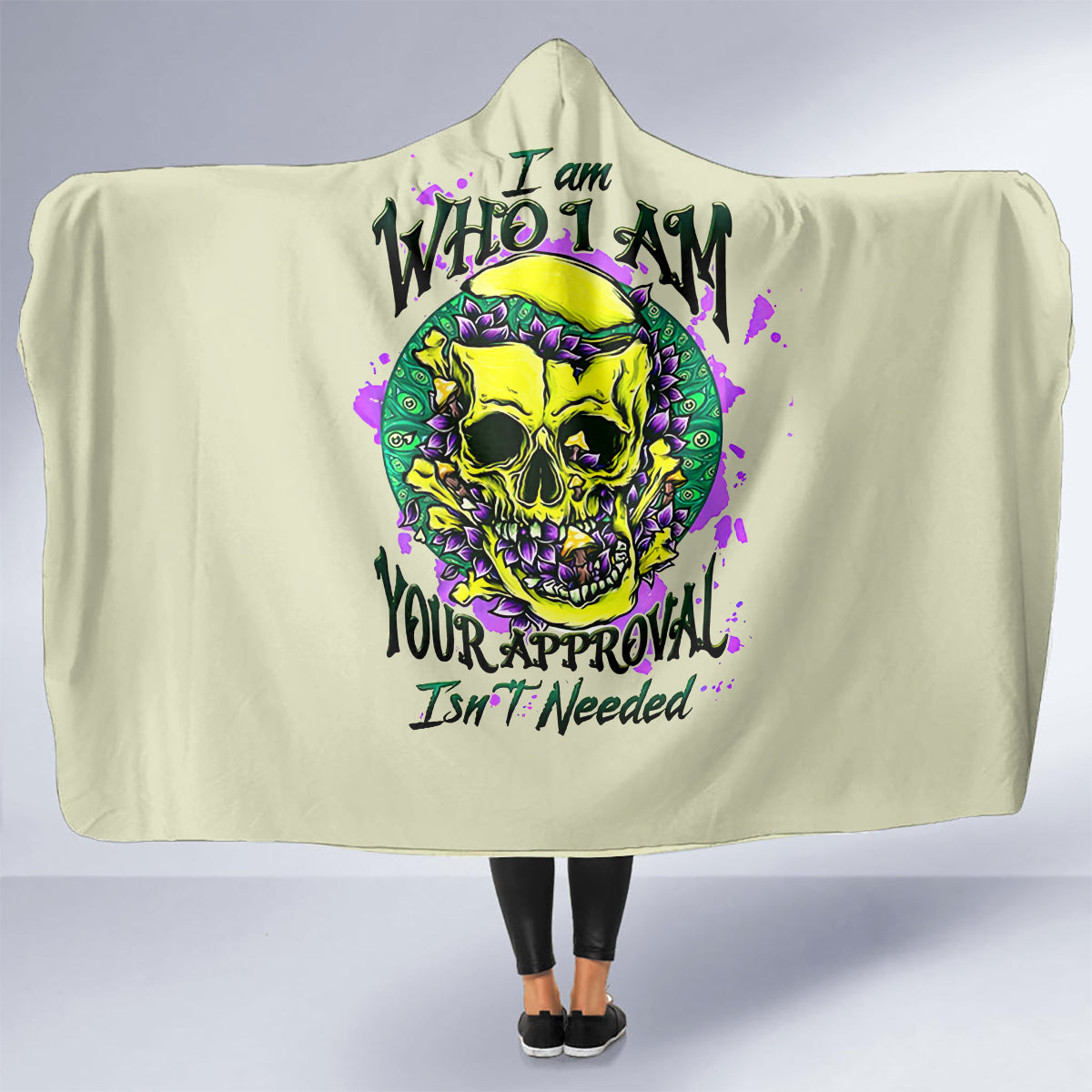 flower-skull-hooded-blanket-iam-who-iam-your-approval-isnt-need