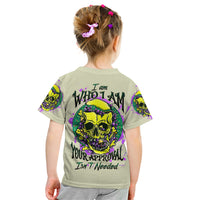Flower Skull Kid T Shirt Iam Who Iam Your Approval Isn't Need - Wonder Print Shop