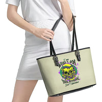 Flower Skull Leather Tote Bag Iam Who Iam Your Approval Isn't Need - Wonder Print Shop