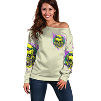 Flower Skull Off Shoulder Sweater Iam Who Iam Your Approval Isn't Need - Wonder Print Shop